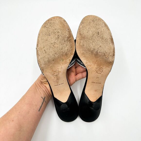 Chanel Sandals Mules Embroidered Slides Low Heels Eu 39, US 8-8.5 - Picture 10 of 14